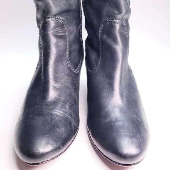 FRYE Steffi Back Zip Knee High Riding Boot Distressed Charcoal Grey Leather Sz 9 - Picture 8 of 12